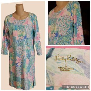 Lilly Pulitzer Charley Dress Swizzle 3/4 Sleeve Size L